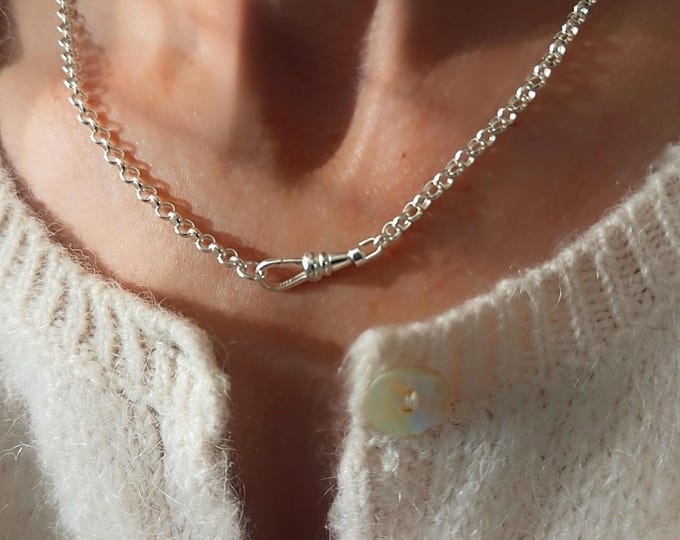 Sterling Silver Large Swivel Clasps Chain | rolo chain 4mm