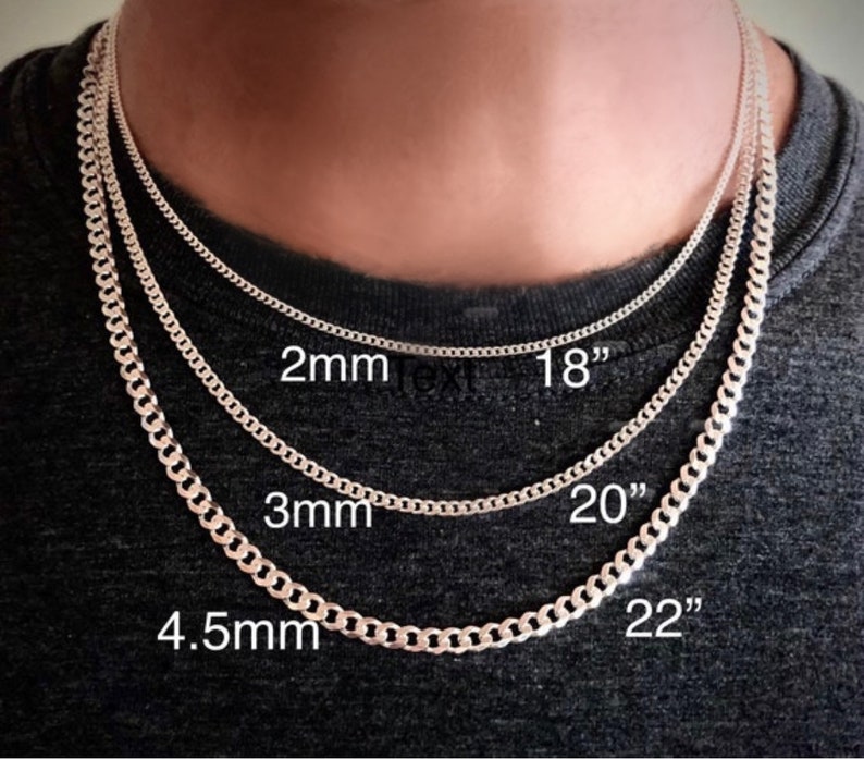 Silver Curb Chain Necklace Men, Women, Teens solid 925 sterling 14 24 lengths image 3