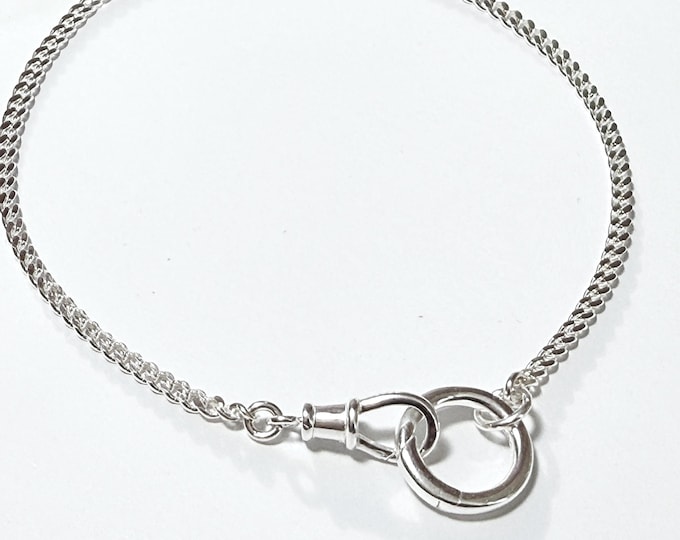 Sterling Silver Curb Chain Bracelet | double clasp