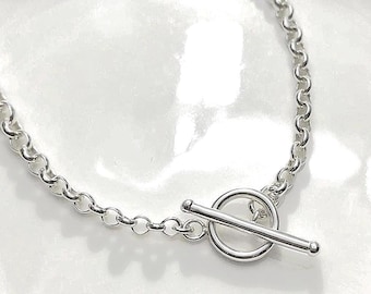 Rolo Toggle Necklace | 925 Silver Premium-Plate | 4mm lightweight chain