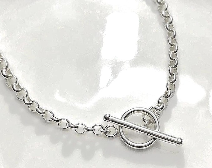 Rolo Toggle Necklace | 925 Silver Premium-Plate | 4mm lightweight chain