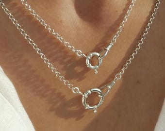 Sterling Silver Rolo Chain Necklace | Swivel + Mariner Clasp