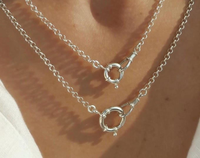 Sterling Silver Rolo Chain Necklace | Swivel + Mariner Clasp