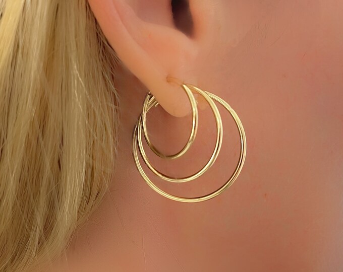 10K Gold Hoops | sleeper infinity earrings | endless hoops  | lightweight everyday classics