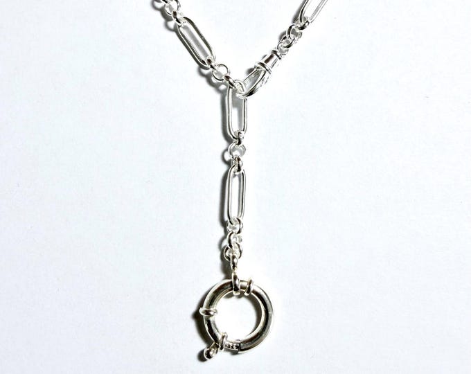 Sterling Silver Double Clasp Trombone Chain | adjustable length