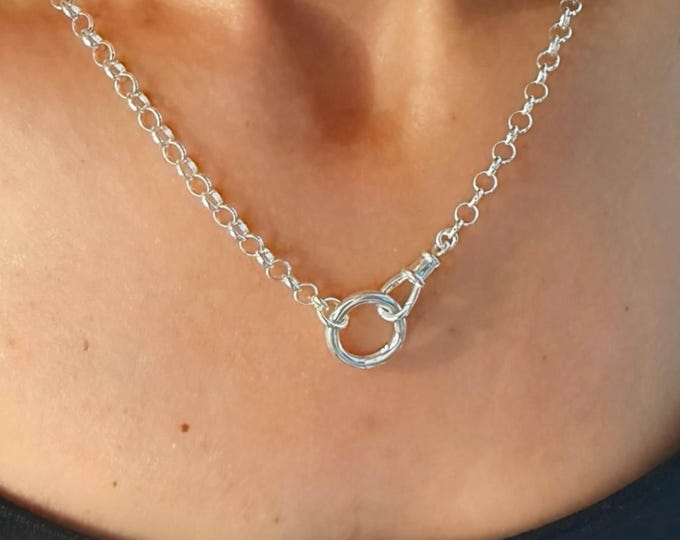 Double Clasp Rolo Chain Necklace | 925 Premium Plate, Lightweight | 4mm