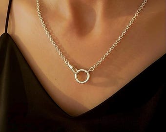 Silver Rolo Chain Necklace | Double Charm Clasp, 3mm wide chain