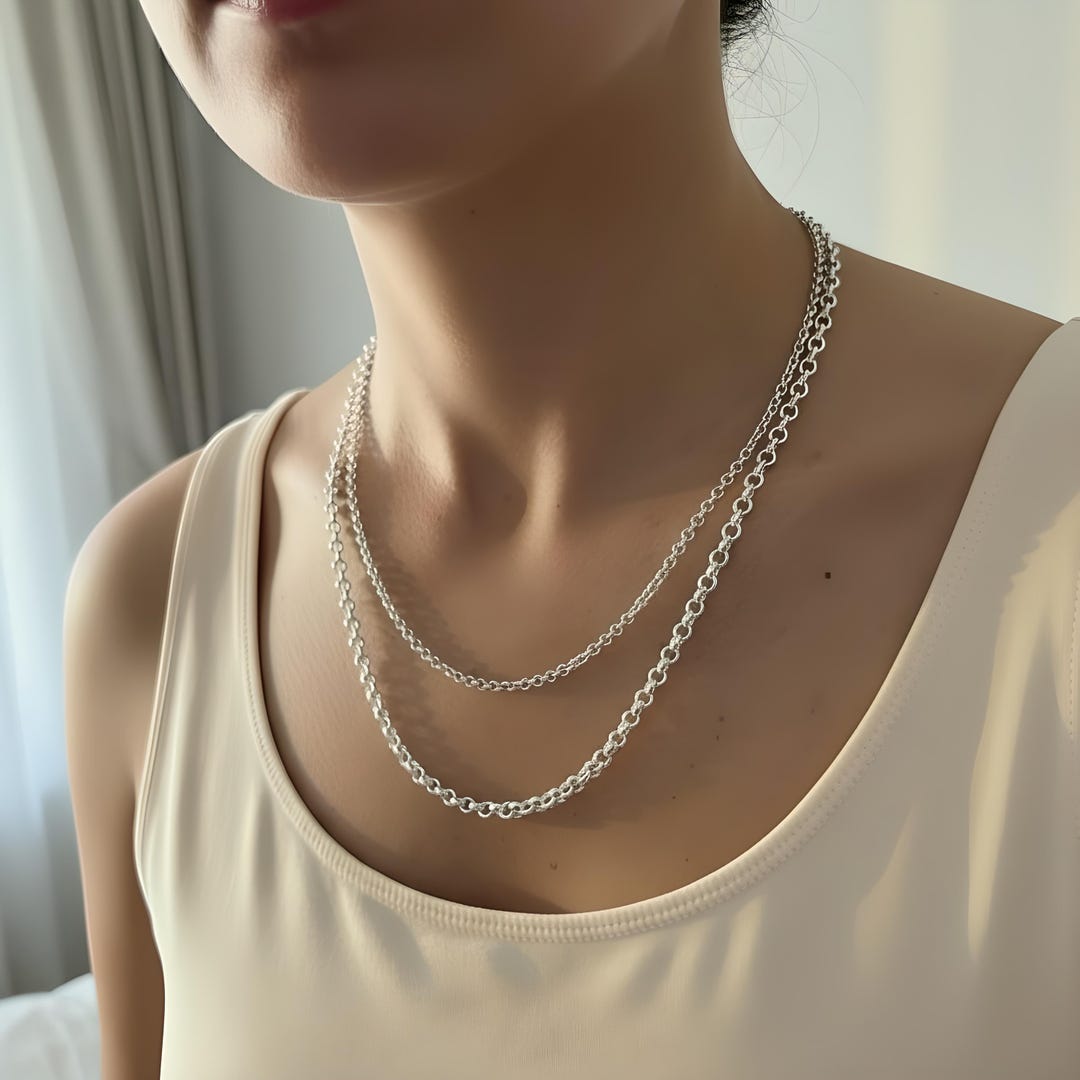 Classic Rolo Chain Necklace | 2 Width Options | 925 Silver Heavy-plate ...