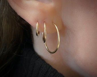 Gold Tube Hoop Earrings | 14k gold filled