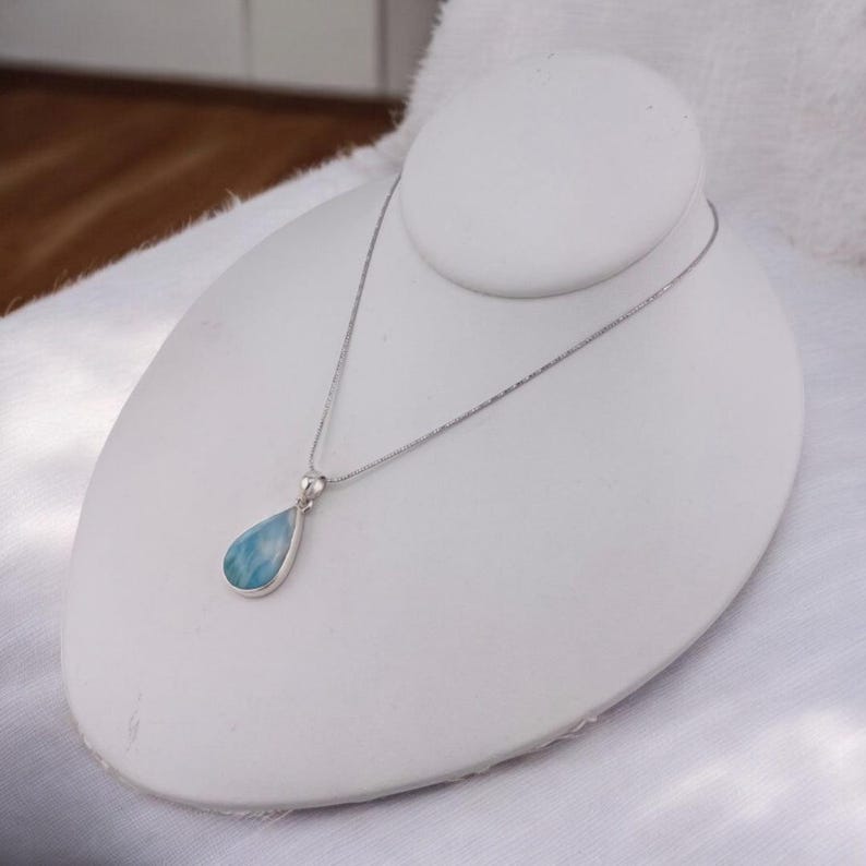 •LARIMAR SPEAR TEAR - RISE• sterling silver pendant main image 1