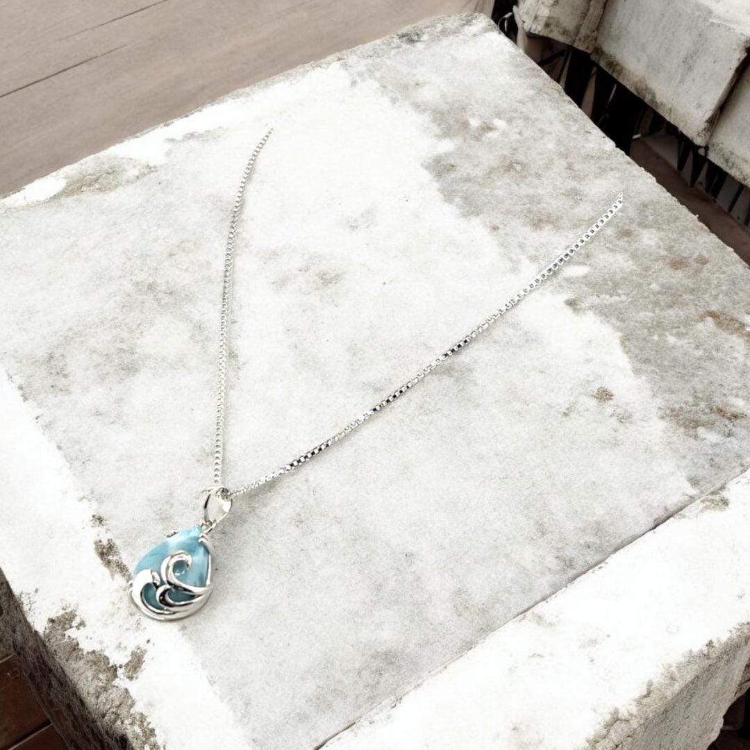 Teardrop Larimar 925 Sterling Silver Necklace main image 1