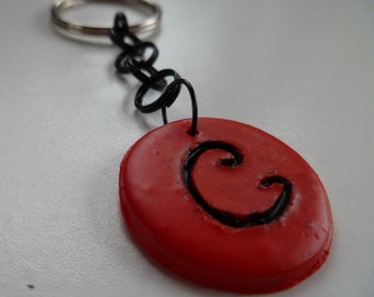 Red Intial C Keychain