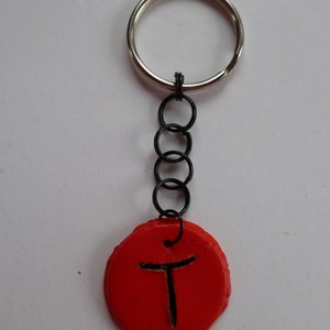 Red Intial T Keychain image 2