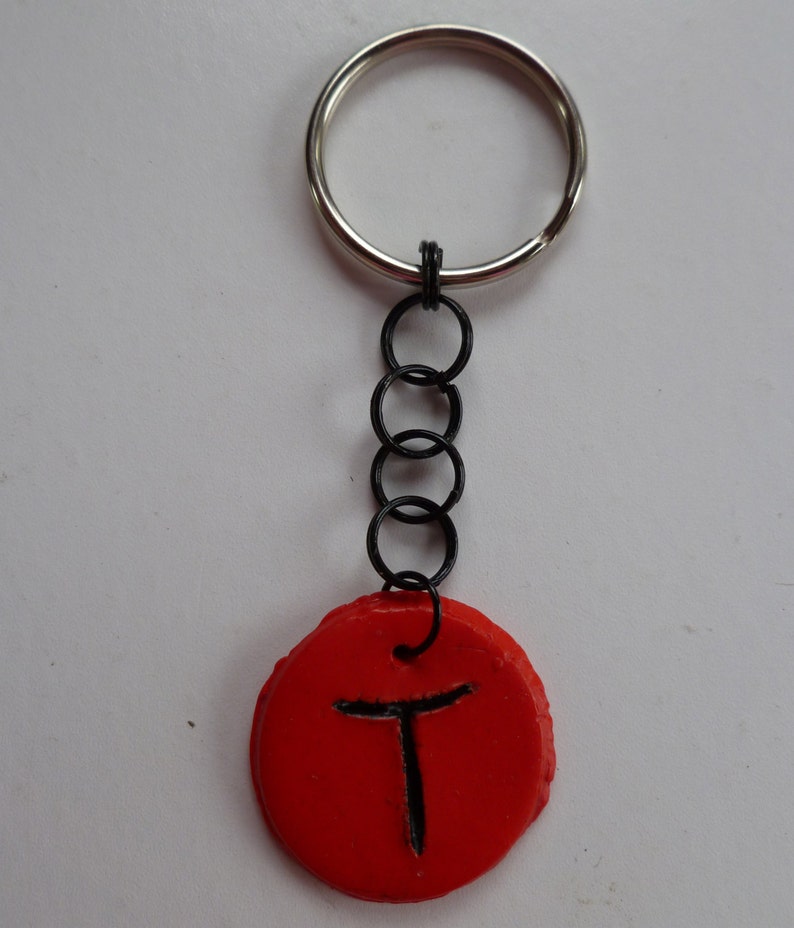 Red Intial T Keychain image 2