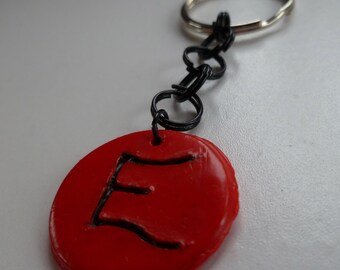 Red Intial E Keychain