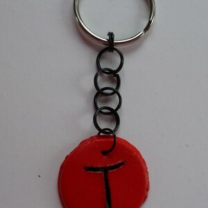 Red Intial T Keychain image 3