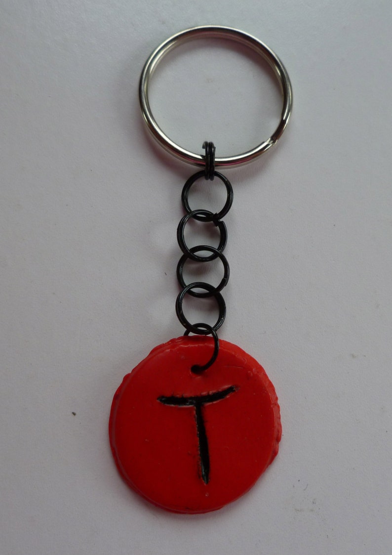 Red Intial T Keychain image 3