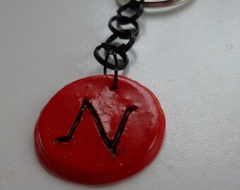 Red Intial N Keychain