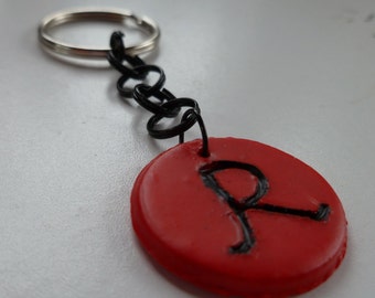 Red Intial R Keychain