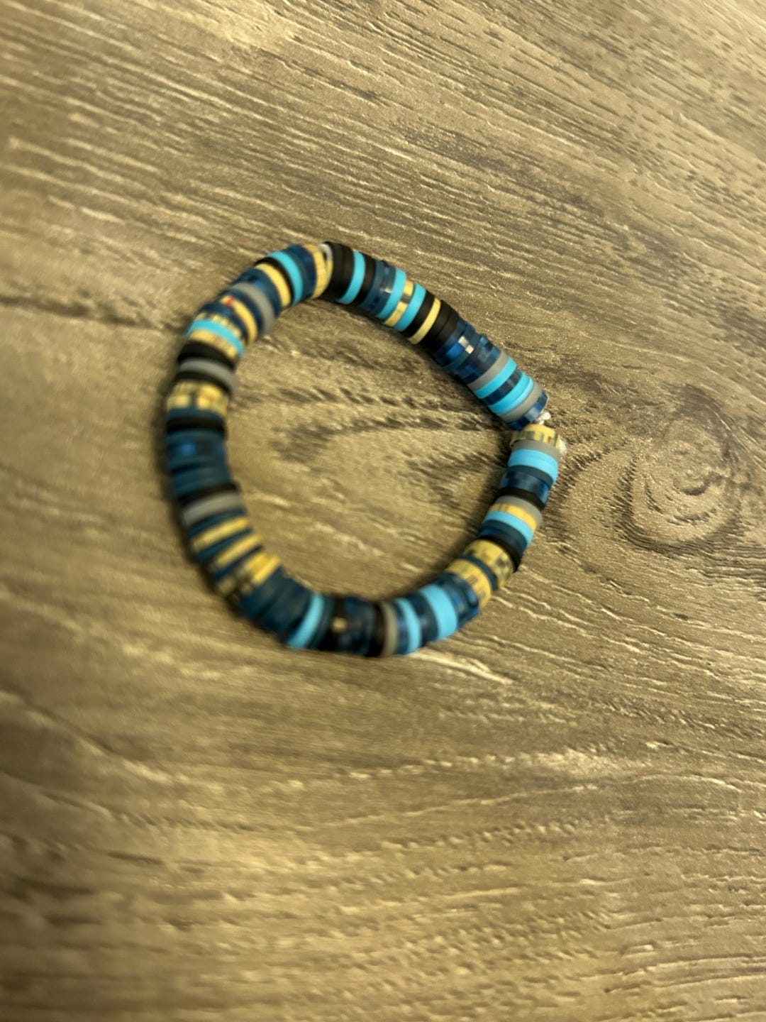 Clay Bracelet Blue and Sand Beads Kid's Size Etsy