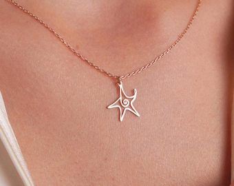 Starfish Necklace in 14K Gold, Minimalist Beach Pendant, Everyday Essential, Gift for Sea Lovers