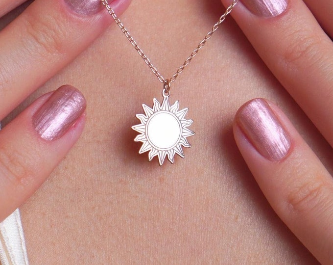 Sunburst Necklace in 14K Gold, Radiant Sun Pendant, Boho Chic Jewelry, Sun Necklace, Gift of Light and Positivity, Christmas Gift