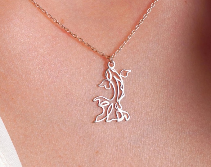 Elegant Koi Fish Pendant Necklace in 14K Gold or Sterling Silver, Japanese Inspired Jewelry, Meaningful Gift for Good Fortune, Gift for Her