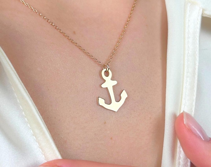 Anchor Necklace, Nautical Jewelry, Minimalist Maritime Pendant, Symbol of Strength & Stability, Dainty Gold Necklace, Gift for Sailors