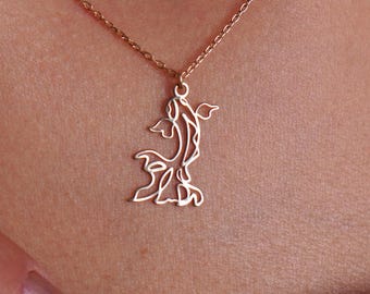 Koi Fish Necklace in 14K Solid Gold • Minimalist Necklace • Japanese Jewelry • Gift for Good Fortune • Gift for Her • Christmas Present
