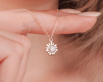 14K Gold Sunburst Necklace, Sun Pendant, 14K Solid Sun Charm, Summer Pendant, Real Gold Necklace, Gift for Her, Birthday Gift