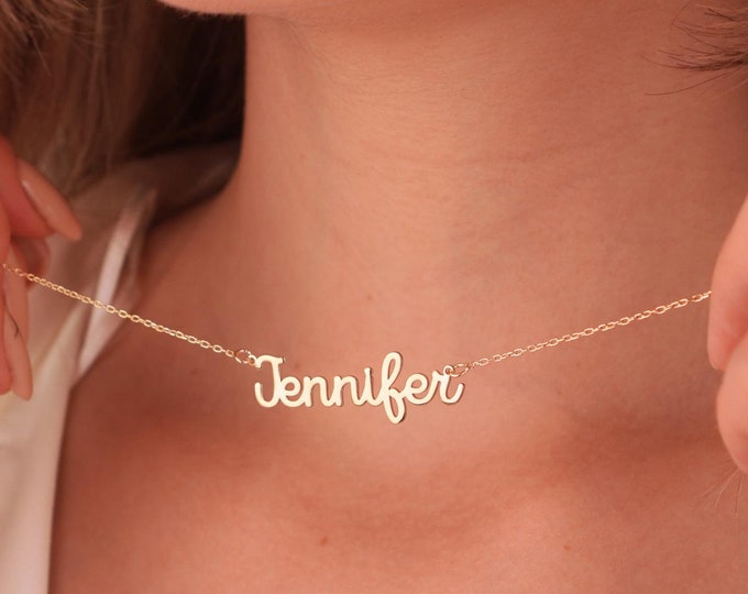 14k name necklace, custom name pendant, personalized necklace, 14k gold custom jewelry, gold jewelry, birthday gift, gift for her