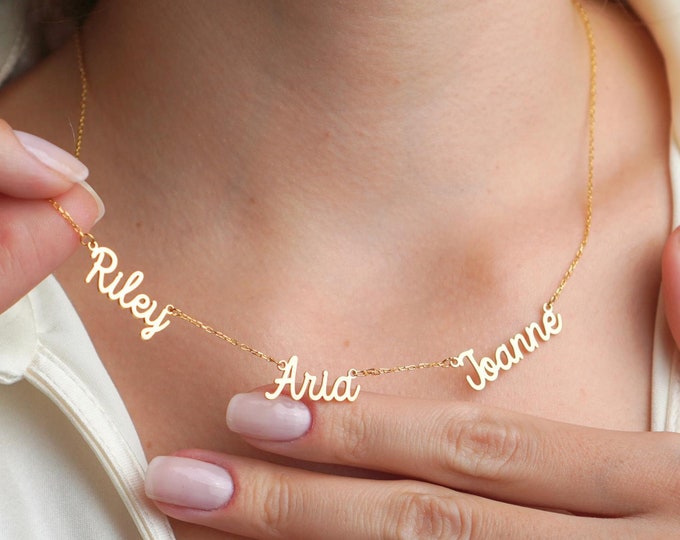Multi Custom Name Necklace – Custom Name Jewelry for Women, Family Necklace, Unique Gift for Her, Christmas Gift