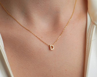 Minimalist Letter Pendant, Gold Initial Charm Necklace, Custom Personalized Jewelry, Minimalist Gold Initial Necklace, Christmas Gift