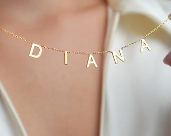 Custom Letter Necklace, Gold Name Charm Necklace for Women, Elegant Minimalist Letter Pendant, Gift for Her, Christmas Gift