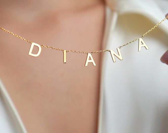 Custom Letter Necklace, Gold Name Charm Necklace for Women, Elegant Minimalist Letter Pendant, Gift for Her, Christmas Gift