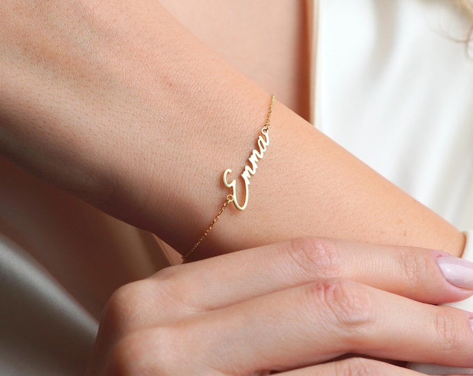 Custom Name Bracelet, Gold Personalized Bracelet, Dainty Name Jewelry, Minimalist Custom Gift, Elegant Nameplate Jewelry, Gift for Her