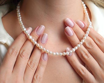 Pearl Strand Necklace, Freshwater Pearl Necklace for Women, Classic Bridal Jewelry, Pearl Strand, Bridesmaid Gifts, Bridal Gift for Her