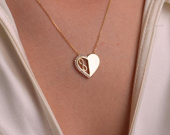 Gold Heart Necklace with Infinity Symbol, Elegant Personalized Jewelry for Women, Minimalist Gift for Her, Love Pendant, Christmas Gift