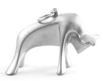 Bull necklace in brushed sterling silver