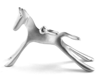 Silver Horse necklace - Horse pendant in brushed sterling silver