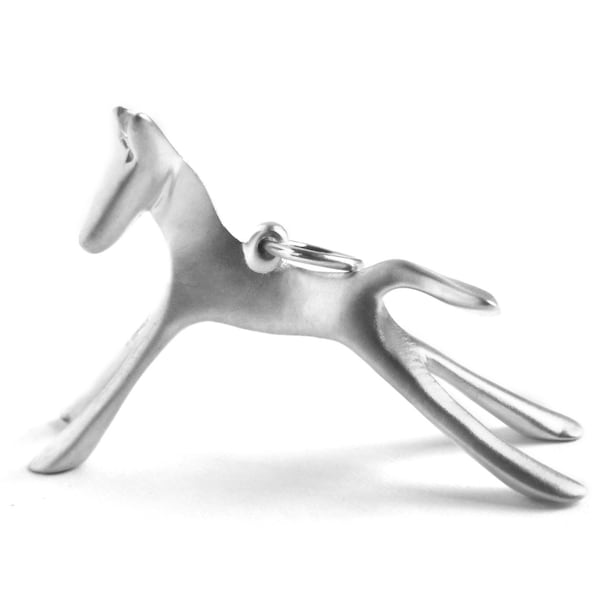 Silver Horse necklace - Horse pendant in brushed sterling silver