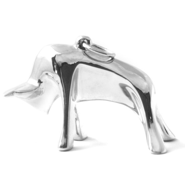 Bull necklace in polished sterling silver