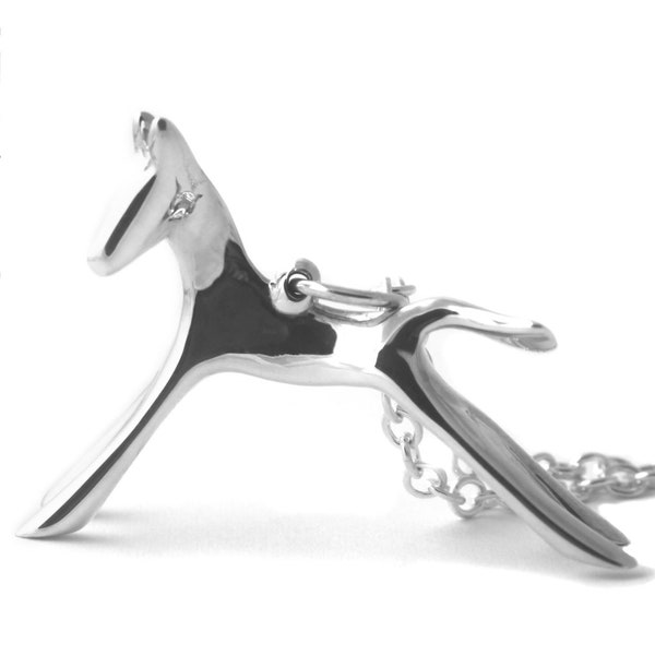 Horse necklace in polished sterling silver