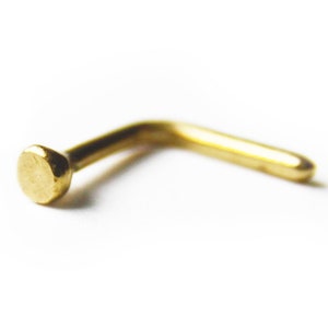 24K Yellow Gold Rustic Disc Flat Nose Stud or Screw (multiple gauges)