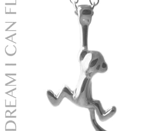 Monkey necklace in polished sterling silver