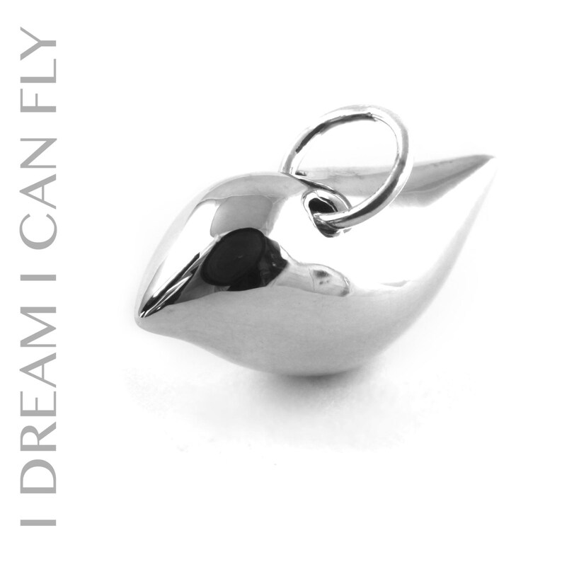 Bird necklace in polished sterling silver image 2