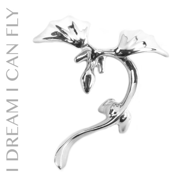 Dragon necklace in polished sterling silver