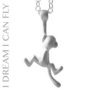 Monkey necklace in brushed sterling silver image 1