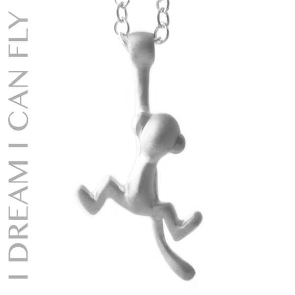 Monkey necklace in brushed sterling silver