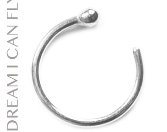 14k Palladium White Gold Open Nose Ring (multiple sizes & gauges)